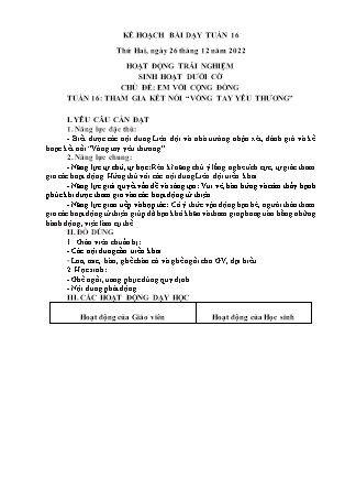 Kế hoạch bài dạy Chương trình Lớp 3 - Tuần 16 năm học 2022-2023 (Cao Thị Hồng Thắm)