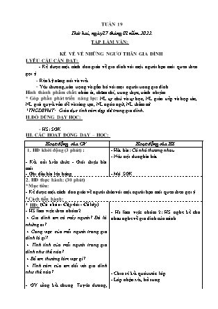 Kế hoạch bài dạy Chương trình Lớp 3 - Tuần 19 năm học 2021-2022 (Phạm Thị Sâm)