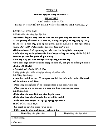 Kế hoạch bài dạy Chương trình Lớp 3 - Tuần 19 năm học 2022-2023 (Lê Thị Thu Hằng)