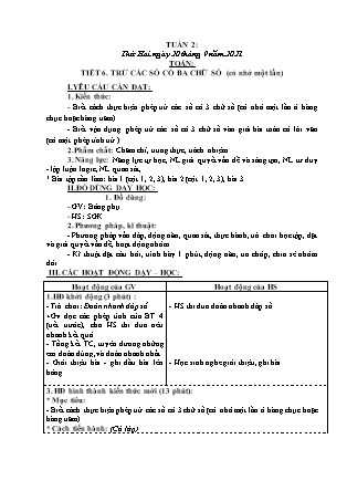 Kế hoạch bài dạy Chương trình Lớp 3 - Tuần 2 năm học 2021-2022 (Nguyễn Thị Tuyết Thanh)