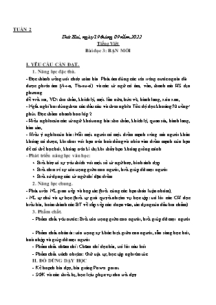 Kế hoạch bài dạy Chương trình Lớp 3 - Tuần 2 năm học 2022-2023 (Cao Thị Hồng Thắm)