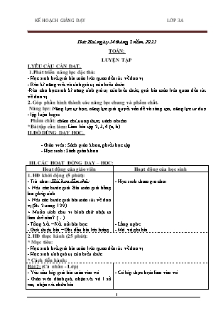 Kế hoạch bài dạy Chương trình Lớp 3 - Tuần 20 năm học 2021-2022 (Trần Thị Lương Hiền)