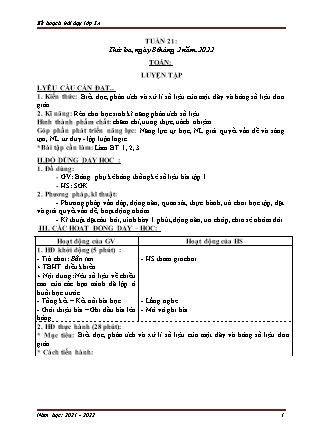 Kế hoạch bài dạy Chương trình Lớp 3 - Tuần 21 năm học 2021-2022 (Trần Thị Lương Hiền)