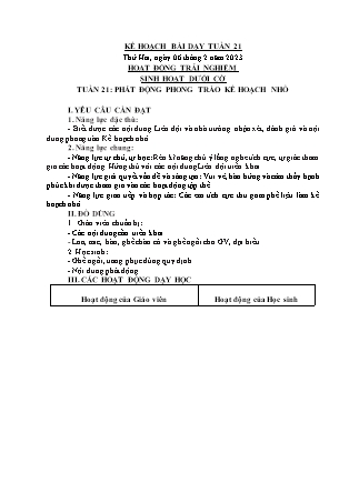 Kế hoạch bài dạy Chương trình Lớp 3 - Tuần 21 năm học 2022-2023 (Cao Thị Hồng Thắm)