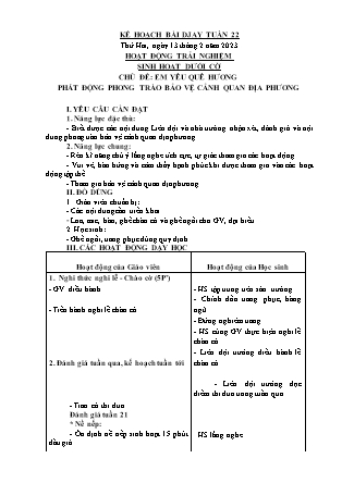 Kế hoạch bài dạy Chương trình Lớp 3 - Tuần 22 năm học 2022-2023 (Cao Thị Hồng Thắm)