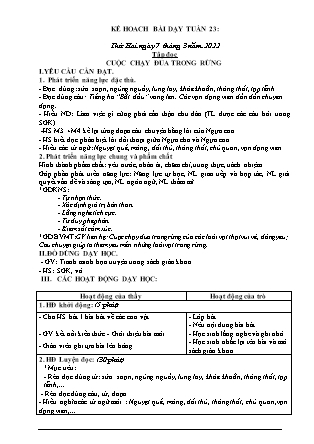 Kế hoạch bài dạy Chương trình Lớp 3 - Tuần 23 năm học 2021-2022 (Lê Thị Thu Hằng)