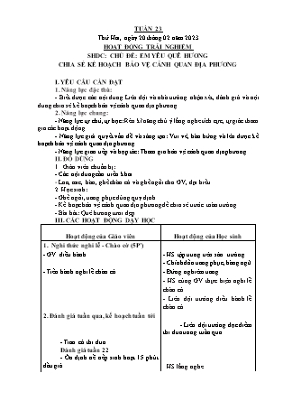 Kế hoạch bài dạy Chương trình Lớp 3 - Tuần 23 năm học 2022-2023 (Cao Thị Hồng Thắm)