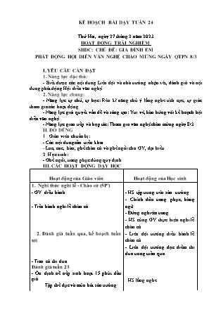 Kế hoạch bài dạy Chương trình Lớp 3 - Tuần 24 năm học 2022-2023 (Lê Thị Thu Hằng)