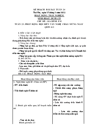 Kế hoạch bài dạy Chương trình Lớp 3 - Tuần 24 năm học 2022-2023 (Cao Thị Hồng Thắm)