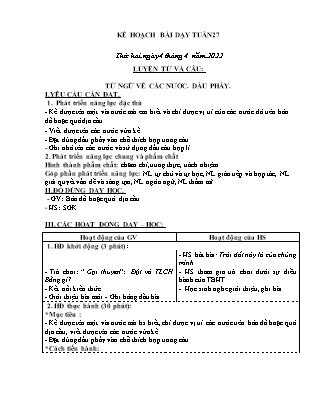 Kế hoạch bài dạy Chương trình Lớp 3 - Tuần 27 năm học 2021-2022 (Trần Thị Lương Hiền)