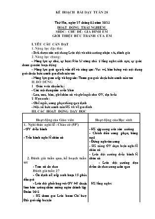 Kế hoạch bài dạy Chương trình Lớp 3 - Tuần 28 năm học 2022-2023 (Lê Thị Thu Hằng)