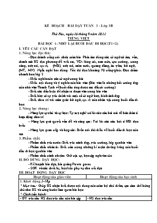 Kế hoạch bài dạy Chương trình Lớp 3 - Tuần 3 năm học 2022-2023 (Cao Thị Hồng Thắm)