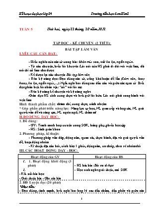 Kế hoạch bài dạy Chương trình Lớp 3 - Tuần 5 năm học 2021-2022 (Trần Thị Lương Hiền)
