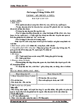 Kế hoạch bài dạy Chương trình Lớp 3 - Tuần 5 năm học 2021-2022 (Lê Thị Thu Hằng)