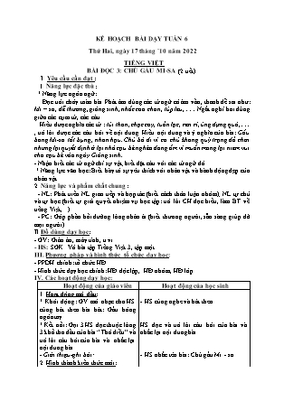 Kế hoạch bài dạy Chương trình Lớp 3 - Tuần 6 năm học 2022-2023 (Cao Thị Hồng Thắm)