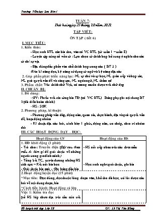 Kế hoạch bài dạy Chương trình Lớp 3 - Tuần 7 năm học 2021-2022 (Lê Thị Thu Hằng)