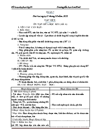 Kế hoạch bài dạy Chương trình Lớp 3 - Tuần 7 năm học 2021-2022 (Trần Thị Lương Hiền)