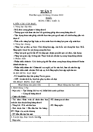 Kế hoạch bài dạy Chương trình Lớp 3 - Tuần 7 năm học 2022-2023 (Lê Thị Thu Hằng)