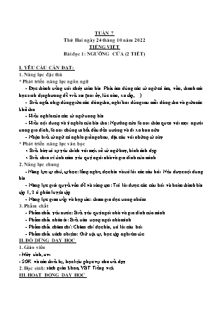 Kế hoạch bài dạy Chương trình Lớp 3 - Tuần 7 năm học 2022-2023 (Cao Thị Hồng Thắm)