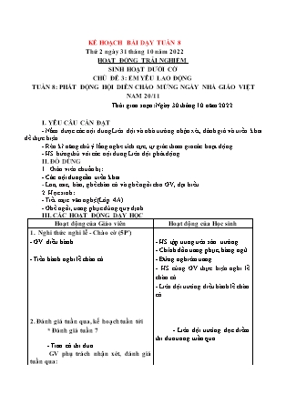 Kế hoạch bài dạy Chương trình Lớp 3 - Tuần 8 năm học 2022-2023 (Cao Thị Hồng Thắm)