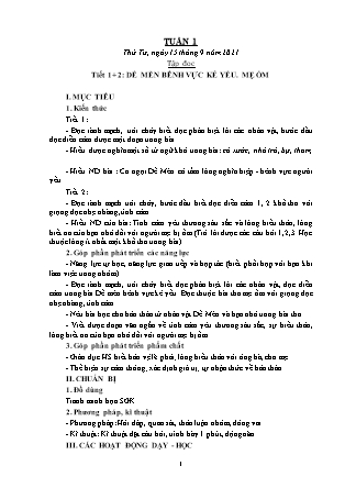 Kế hoạch bài dạy Chương trình Lớp 4 - Tuần 1 năm học 2021-2022 (Nguyễn Thị Bình)