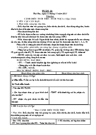 Kế hoạch bài dạy Chương trình Lớp 4 - Tuần 10 năm học 2021-2022 (Nguyễn Thị Diệu Huyền)