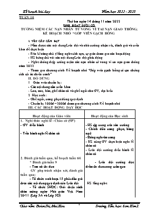 Kế hoạch bài dạy Chương trình Lớp 4 - Tuần 10 năm học 2022-2023 (Đoàn Thị Mai Hoa)