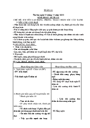 Kế hoạch bài dạy Chương trình Lớp 4 - Tuần 11 năm học 2022-2023 (Lê Thị Chinh)