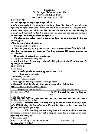 Kế hoạch bài dạy Chương trình Lớp 4 - Tuần 12 năm học 2021-2022 (Nguyễn Thị Bình)