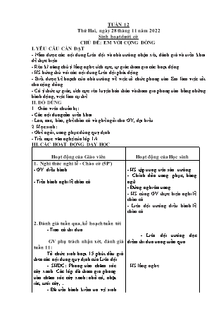 Kế hoạch bài dạy Chương trình Lớp 4 - Tuần 12 năm học 2022-2023 (Lê Thị Chinh)