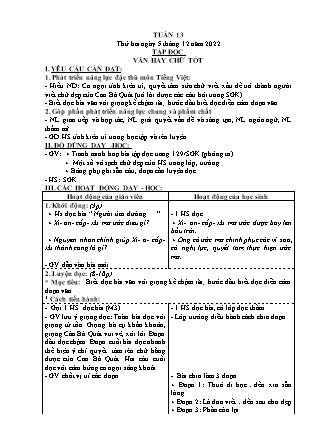 Kế hoạch bài dạy Chương trình Lớp 4 - Tuần 13 năm học 2022-2023 (Lê Thị Chinh)
