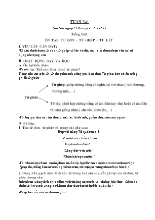 Kế hoạch bài dạy Chương trình Lớp 4 - Tuần 14 năm học 2021-2022 (Nguyễn Thị Diệu Huyền)