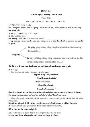 Kế hoạch bài dạy Chương trình Lớp 4 - Tuần 14 năm học 2021-2022 (Nguyễn Thị Bình)