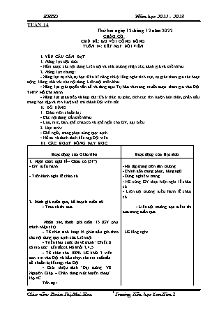 Kế hoạch bài dạy Chương trình Lớp 4 - Tuần 14 năm học 2022-2023 (Đoàn Thị Mai Hoa)