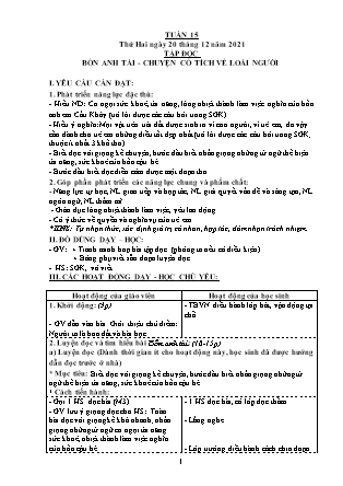 Kế hoạch bài dạy Chương trình Lớp 4 - Tuần 15 năm học 2021-2022 (Đoàn Thị Mai Hoa)