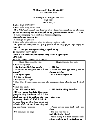 Kế hoạch bài dạy Chương trình Lớp 4 - Tuần 15 năm học 2022-2023 (Lê Thị Chinh)
