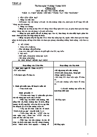 Kế hoạch bài dạy Chương trình Lớp 4 - Tuần 15 năm học 2022-2023 (Đoàn Thị Mai Hoa)