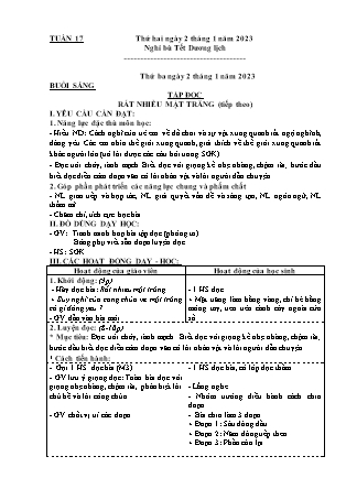 Kế hoạch bài dạy Chương trình Lớp 4 - Tuần 17 năm học 2022-2023 (Đoàn Thị Mai Hoa)