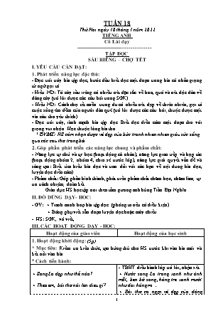 Kế hoạch bài dạy Chương trình Lớp 4 - Tuần 18 năm học 2021-2022 (Nguyễn Thị Diệu Huyền)