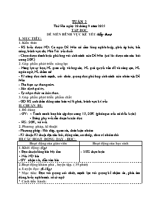 Kế hoạch bài dạy Chương trình Lớp 4 - Tuần 2 năm học 2021-2022 (Đoàn Thị Mai Hoa)