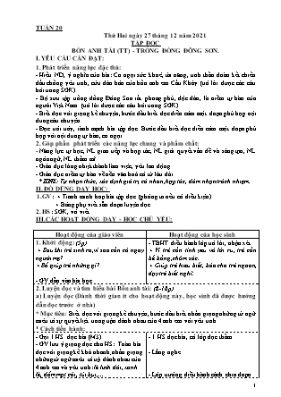 Kế hoạch bài dạy Chương trình Lớp 4 - Tuần 20 năm học 2021-2022 (Đoàn Thị Mai Hoa)