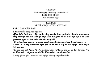 Kế hoạch bài dạy Chương trình Lớp 4 - Tuần 20 năm học 2021-2022 (GV Lê Thị Chinh)