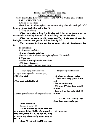 Kế hoạch bài dạy Chương trình Lớp 4 - Tuần 20 năm học 2022-2023 (Lê Thị Chinh)