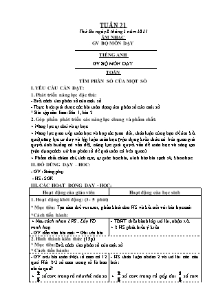 Kế hoạch bài dạy Chương trình Lớp 4 - Tuần 21 năm học 2021-2022 (Nguyễn Thị Bình)