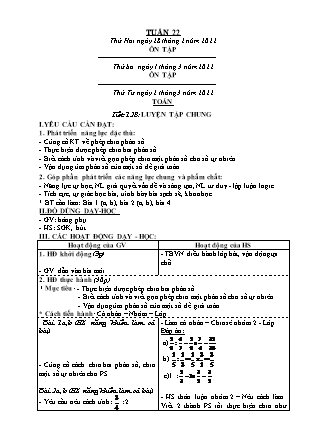 Kế hoạch bài dạy Chương trình Lớp 4 - Tuần 22 năm học 2021-2022 (GV Đoàn Thị Mai Hoa)