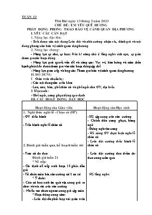 Kế hoạch bài dạy Chương trình Lớp 4 - Tuần 22 năm học 2022-2023 (Từ Thị Lý)