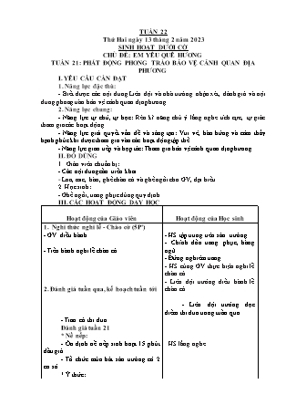 Kế hoạch bài dạy Chương trình Lớp 4 - Tuần 22 năm học 2022-2023 (Đoàn Thị Mai Hoa)