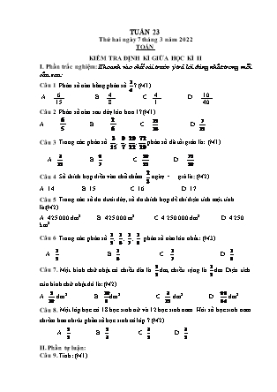 Kế hoạch bài dạy Chương trình Lớp 4 - Tuần 23 năm học 2021-2022 (Đoàn Thị Mai Hoa)