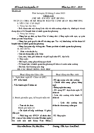 Kế hoạch bài dạy Chương trình Lớp 4 - Tuần 23 năm học 2022-2023 (Đoàn Thị Mai Hoa)