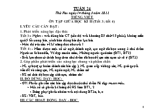 Kế hoạch bài dạy Chương trình Lớp 4 - Tuần 24 năm học 2021-2022 (Nguyễn Thị Bình)